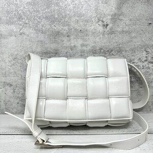 BOTTEGA VENETA Padded Cassette White w/ Brushed Silver HW